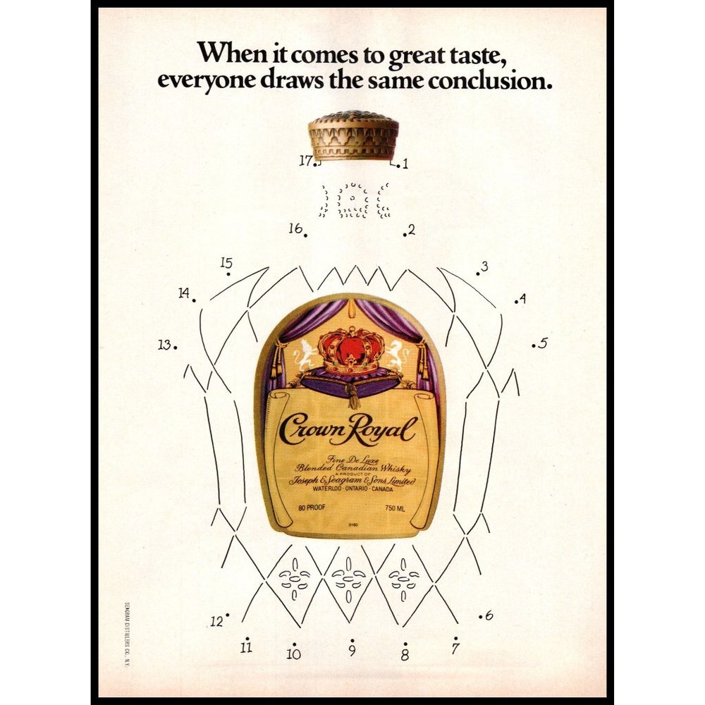 1983 Crown Royal Canadian Whisky Whiskey Vintage Print Ad Connect Dots Wall Art